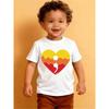 European Size Boys Round Neck Short Sleeved T Shirt with Heart Pattern