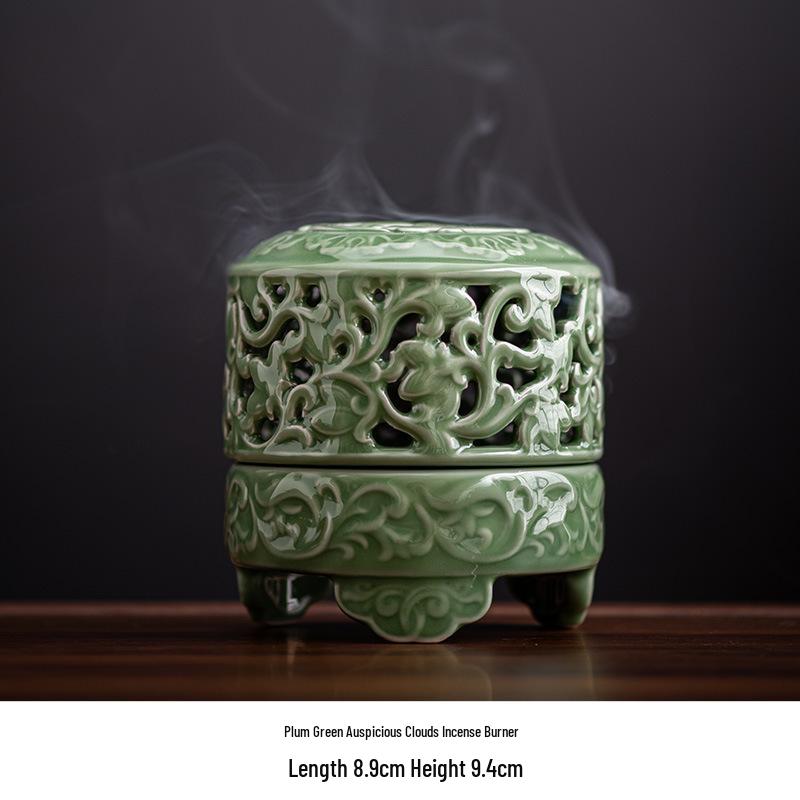 Blue Porcelain Suanni Beast Coil Incense Burner with Lid