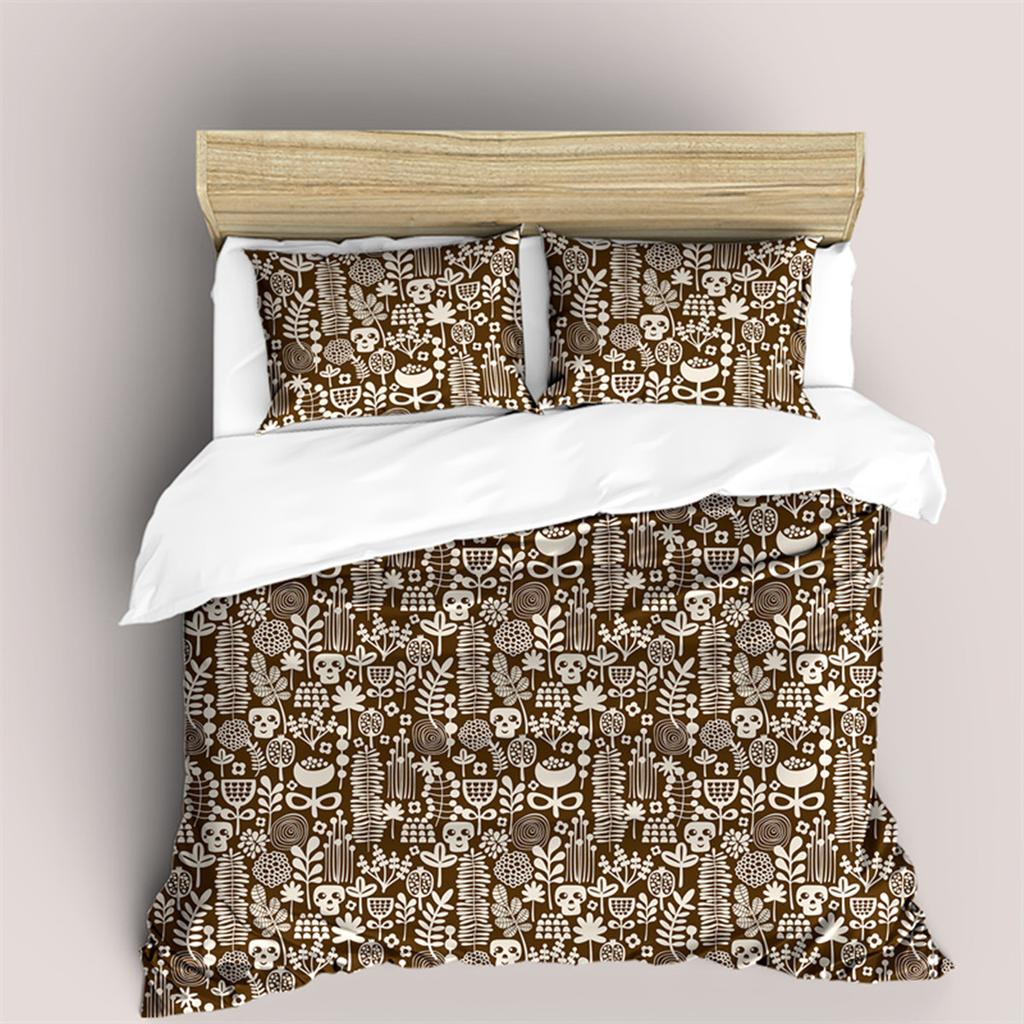 Blumen und Blätter Bettbezug Mikrofaser Botanisches Unkraut für Kinder Frauen für Schlafzimmerdekorationen Schlichter Stil Queen King Size