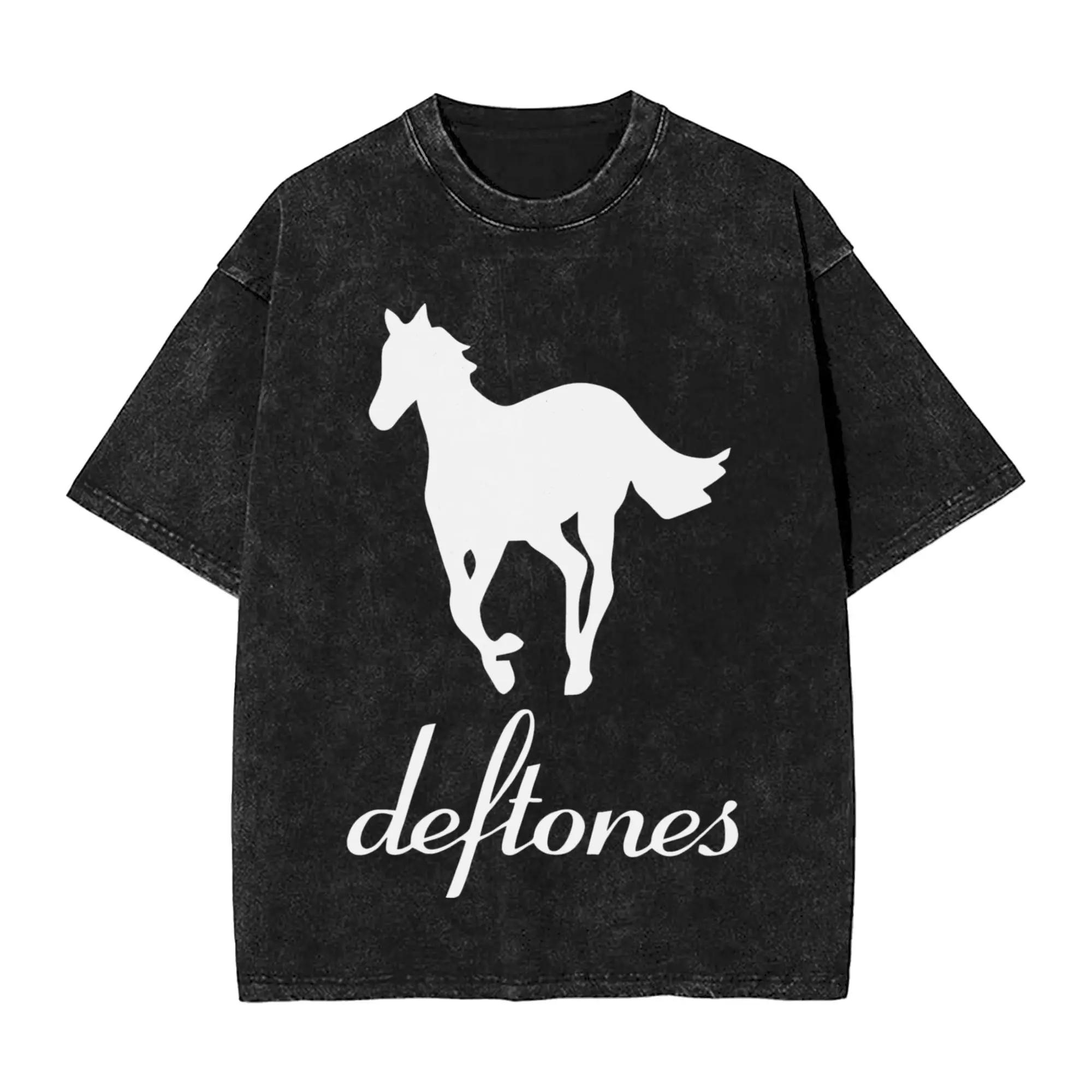 Neuer Eingang Herrenkleidung Ohms Weißes Pony Deftones Rockband Gewaschenes Kurzarm Rundhals Y2k T-Shirt Herrenbekleidung Camisetas XL