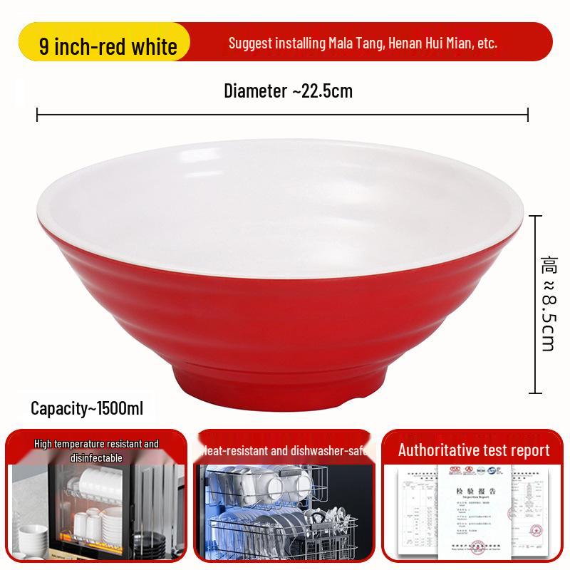 A8 Two-Color Melamine Noodle Bowl - Commercial-Grade Soup and Mala Tang Bowl for Restaurants and Catering