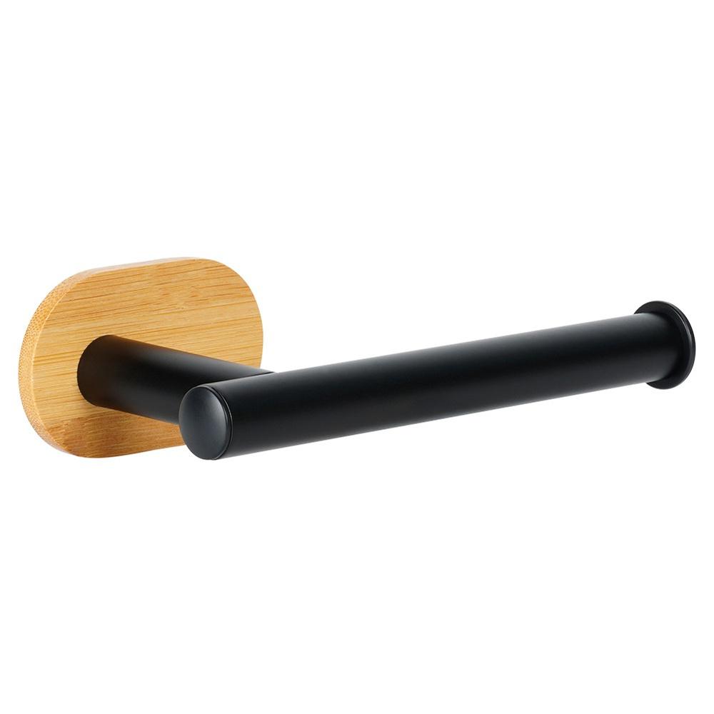 Black bamboo steel toilet paper holder 17 cm