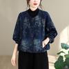 DIMANAF 2026 Autumn Winter Plus Size Women Denim Jackets Jeans Blue Coat Casual Long Sleeve Print Floral Loose Buttons Vintage Outwear