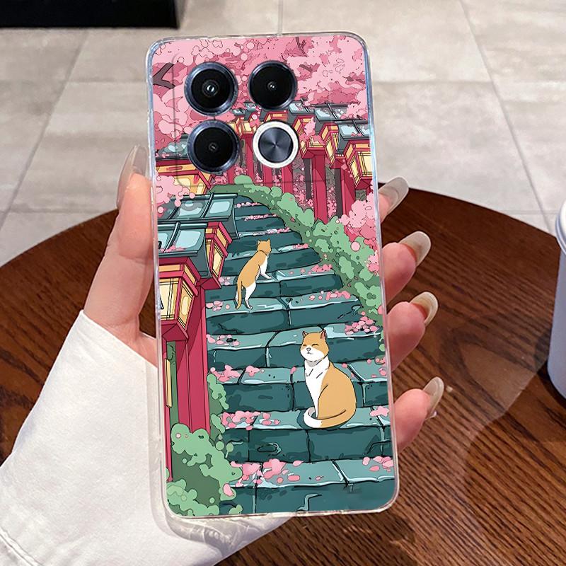 Jelly Casing For Infinix Note 40 5G X6851 X6852 Fundas Capa Clear Silicone Soft TPU Back Cover Cute Cat Rabbit Heart Phone Case