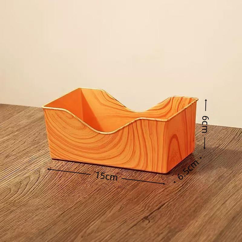 Retro Faux Wood Grain Multi-Compartment Snack Dish for Melon Seeds and Dried Fruits