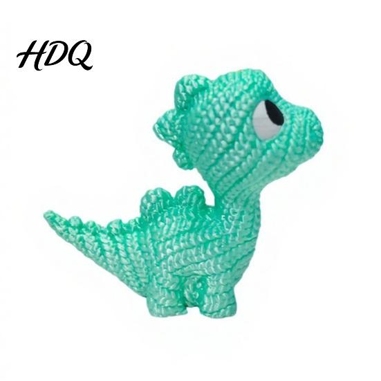Knitted Texture Dinosaur 3D Printed Figurine Cute Mini Crochet Dino Statue Exquisite