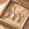 Luxurious and Elegant Cylindrical Pendant Earrings and Necklace Set, Elegant and Grand Women's Water Drop Clavicle Chain, Bridal Wedding Jewelry