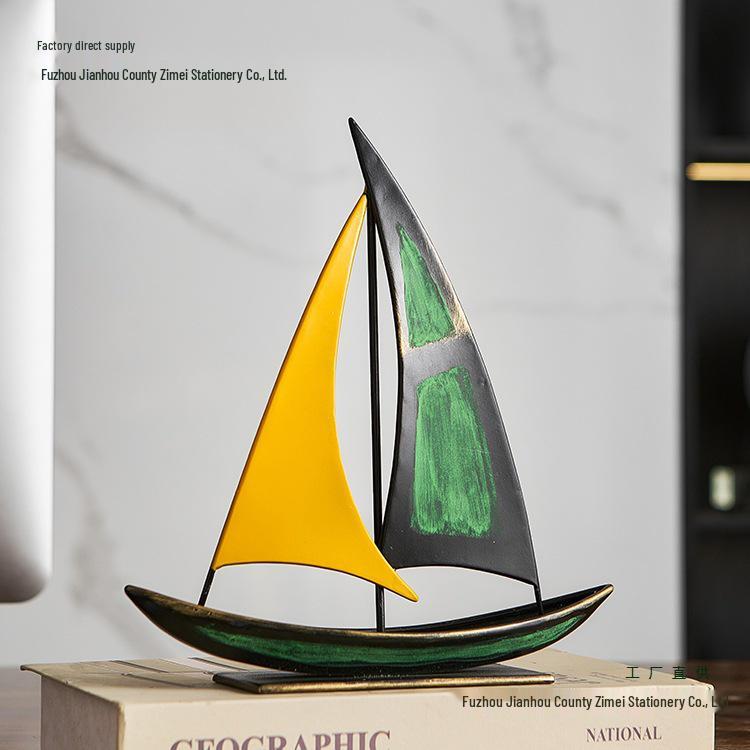 Retro Sailboat Model Ornament: Luxurious Decor for Living Room, Office, or Cabinet