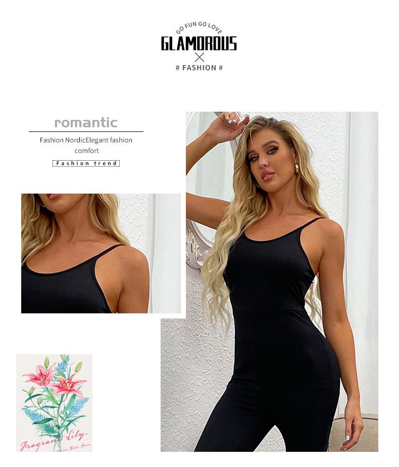 Women's Black Sport Bodycon Jumpsuit - Summer 2022