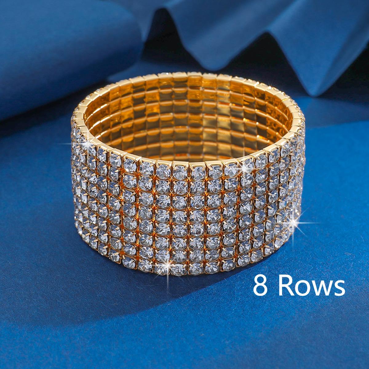 

Fashion Light Luxury Multi Row Adjustable Elastic Full Diamond Bracelet Jewelry Suitable for Travel, Party, Festival Gifts-5104