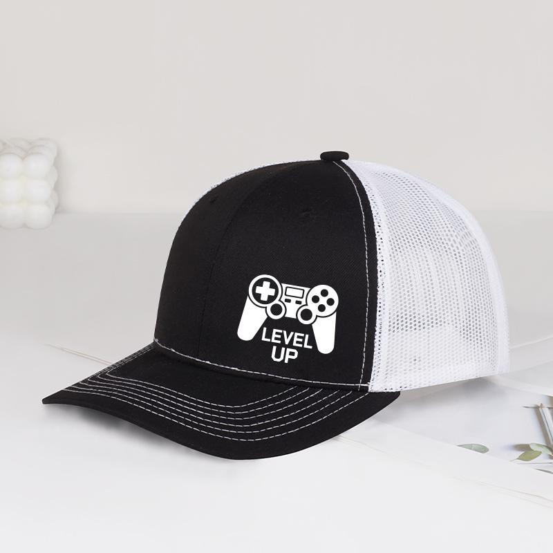 

Gaming Controller LEVEL UP Printed Trucker Cap Comfortable Adjustable Snapback GamingInspired Chic Playful Style Unisex Per