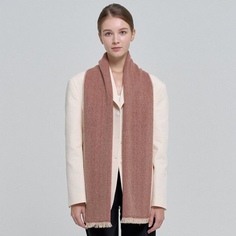 Dal Cashmere Herringbone Muffler Red Single option