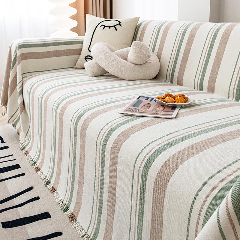 Chenille Striped Full Cover Sofa Cover Simple Modern Light Luxury Four Seasons Universal Sofa Cover Cloth All-Inclusive Line Blanket