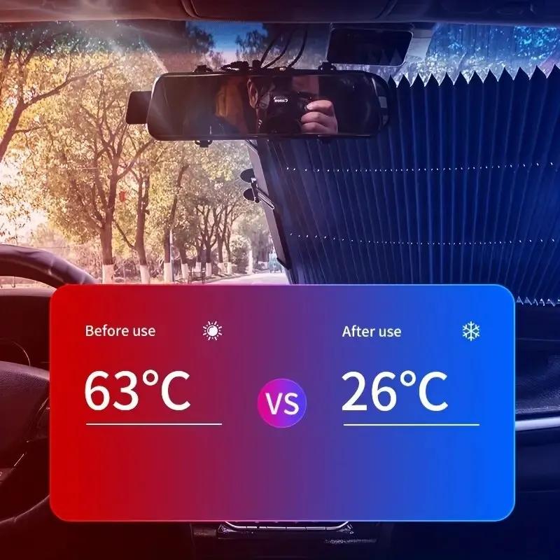 Car Front/rear Window Visor Visor Retractable Windshield Curtain Car Visor Visor Summer UV Blocking Sun Protection