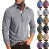 Men's Long Sleeve Collared T-Shirt Casual Fit for Everyday Wear - Perfect for Fall and Winter Layering