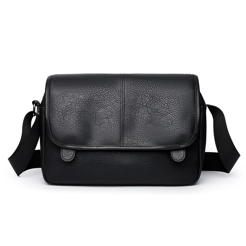 Men's Crossbody Bag Soft Leather Shoulder Bag Business Small Satchel Student Messenger Bag