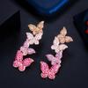 Korean Style Rose Gold Butterfly Zircon Earrings with S925 Silver Needle