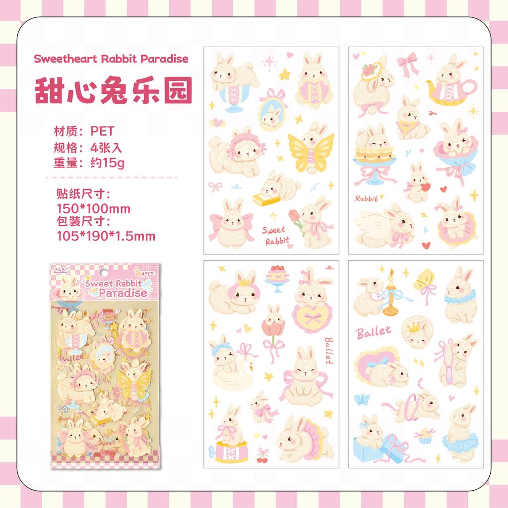 4sheets Cute Pet Tea Party Series Kawaii Cartoon Animal Decoration Stickers DIY Diary Scrapbook Aesthetics Stationery Stickers