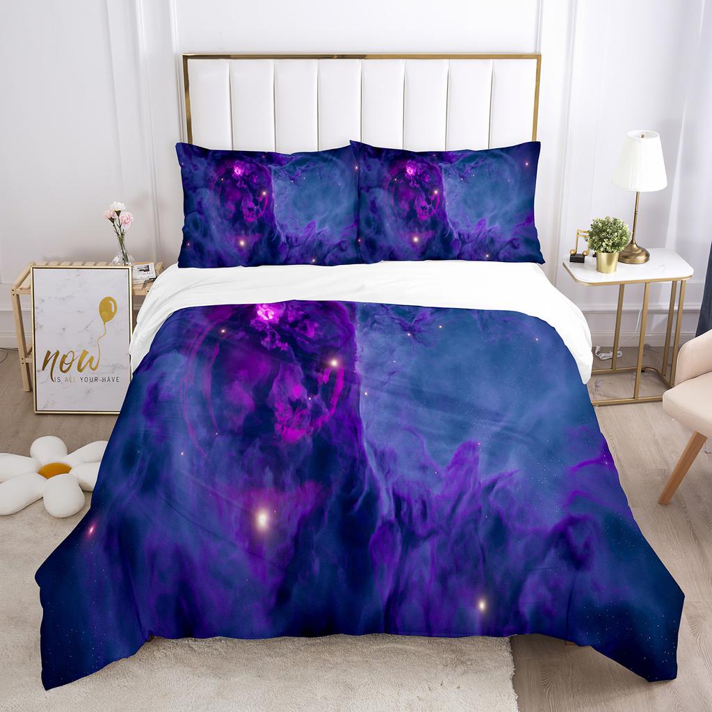 Galaxy Duvet Cover King 3D Space Themed Bedding Set Microfiber Soft 3pcs Universe Pattern