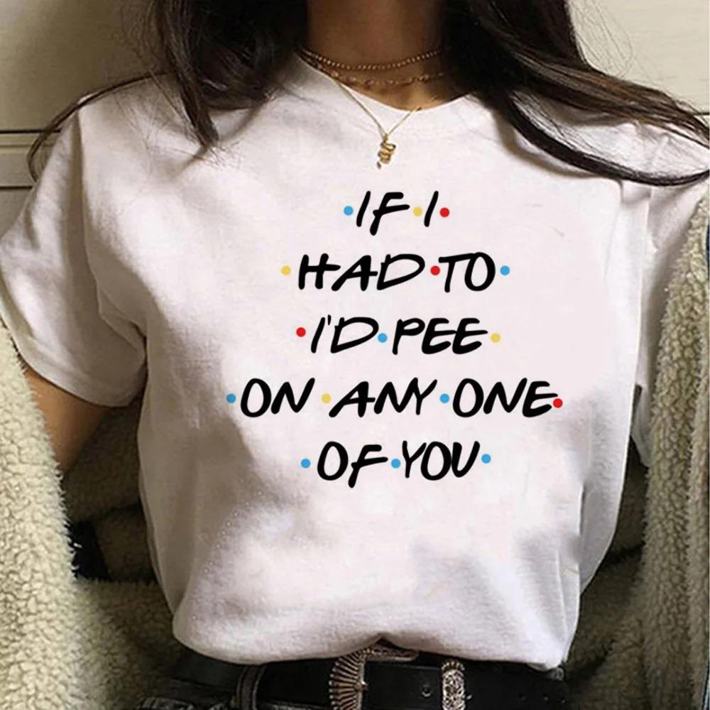 Friends Tv Chandler Bing Printed Tshirt Casual Round Neck Short Sleeved Fashionable Sleeved Trendy Womens Clothing Loose Short