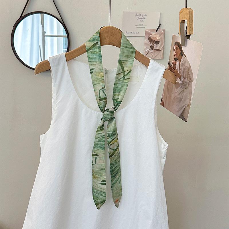 

Silk scarf, long strip, new ink painting, ancient style, thin and narrow hair tie, streamer, versatile temperament bag, ribbon, belt.