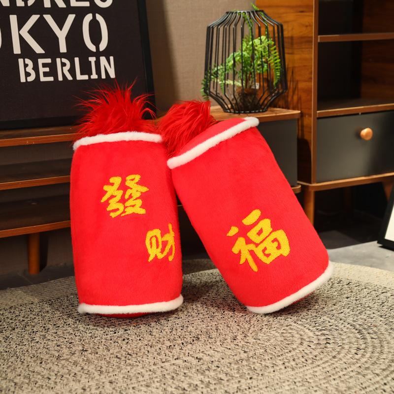 Red Simulated Firecracker Pillow New Year Fireworks Plush Toys Festive Pillow Toys Living Room Sofa Ornaments
