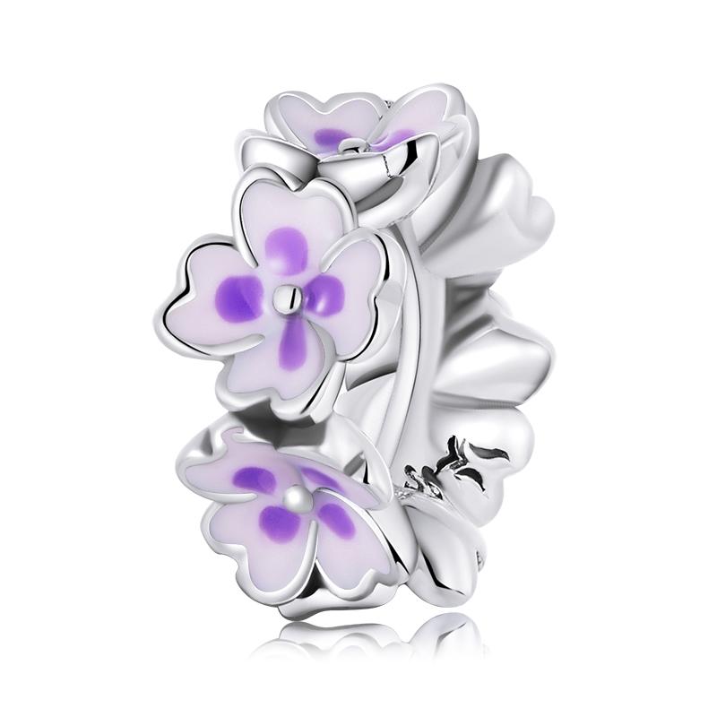 BAMOER 925 Silver Clasp CZ pave Clip Charms Daisy Beads Stopper Safety Chain fit Charm Bracelet Jewelry Clip