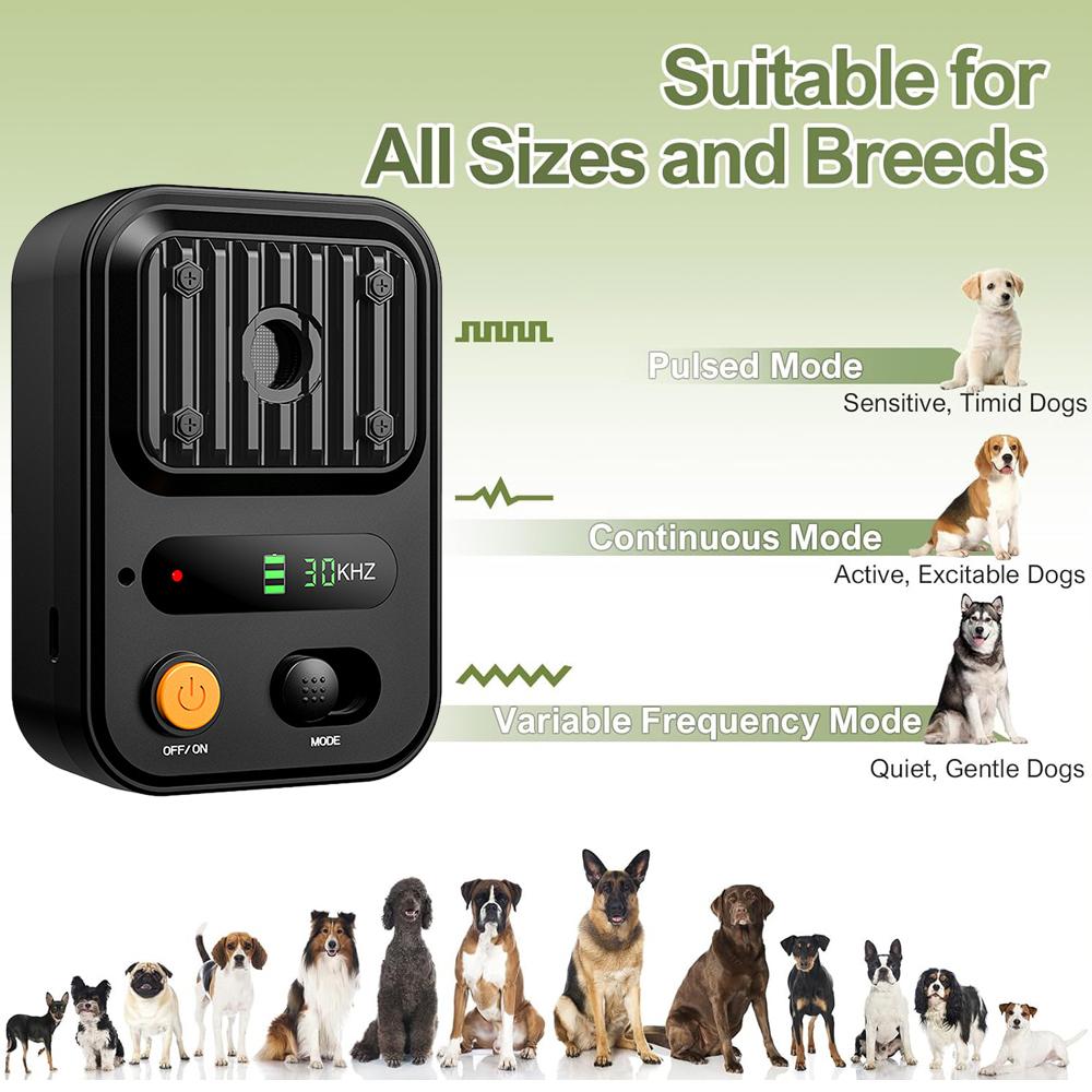 Ultrasonic Dog Repeller Dog Bark Deterrent Devices Waterproof Rechargeable Portable Three Modes