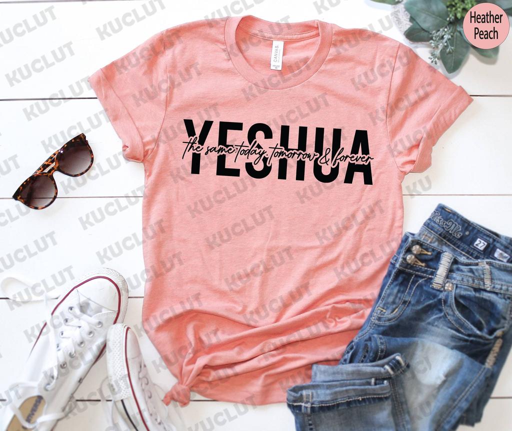 Yeshua Printed T Shirt Women Casual Fashion Tshirt Loose Short Sleeve Christian Religious Bible Verse Aesthetics Tshirt Tops