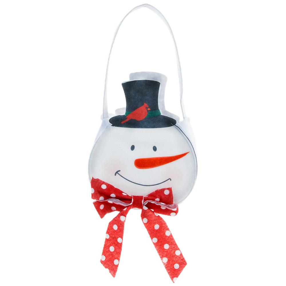 Christmas Treat Bags Christmas Tote Treat Bag Bucket With Handle Christmas Candy Gift Fruit Bag Santa Claus/Snowman Christmas