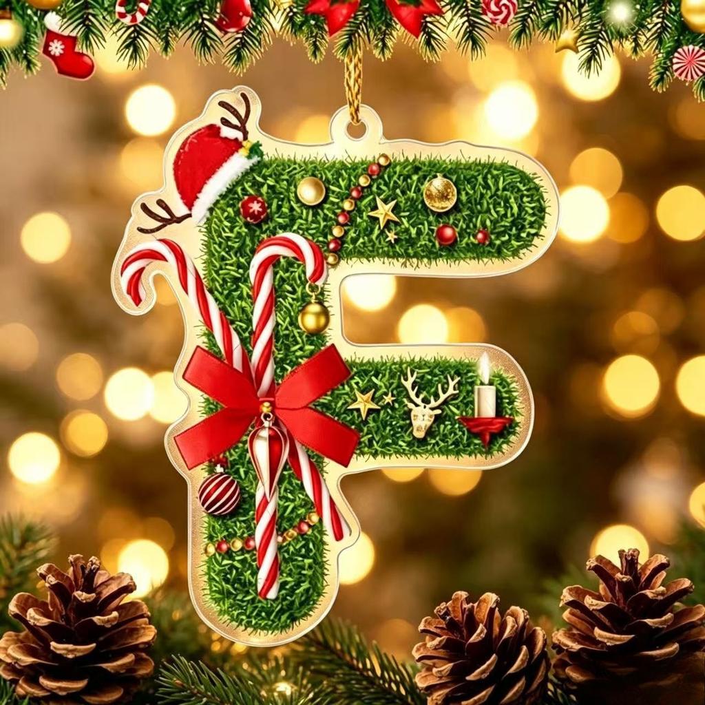 Acrylic 26-letter Christmas Tree Hanging Decorative Item with Flat Printing - Personalized Christmas Decoration