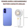 Portable Handheld Fan, USB Rechargeable 3-Speed Mini Personal Fan, for Makeup, Travel, Office & Bedroom