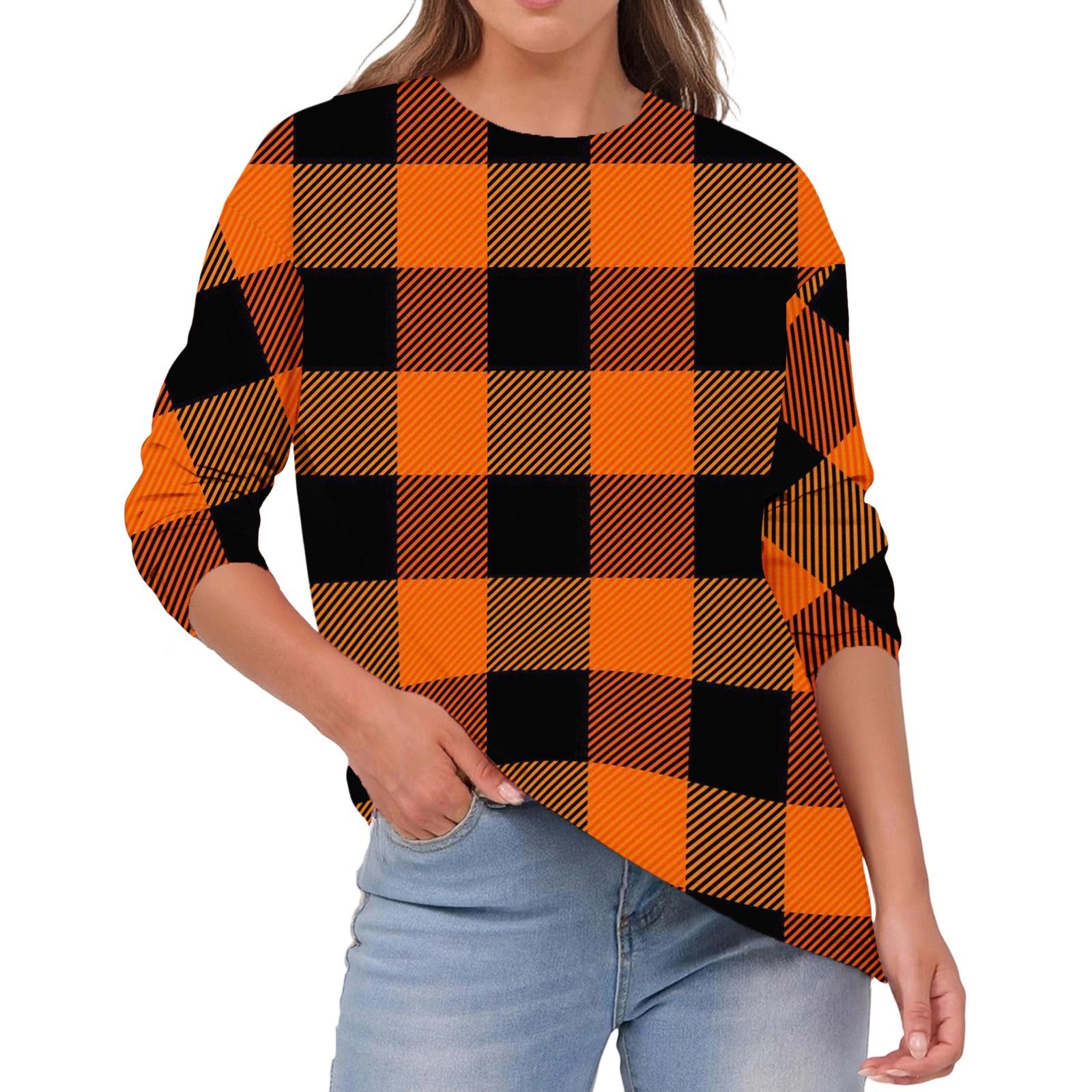 

Женский модный повседневный топ с круглым вырезом, однотонный, с длинными рукавами XL шафрановый