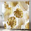 Tropical Banana Golden Leaf Shower Curtain, Bathroom Decorative Shower Curtain,  Printed Fabric Home Curtain with Hooks