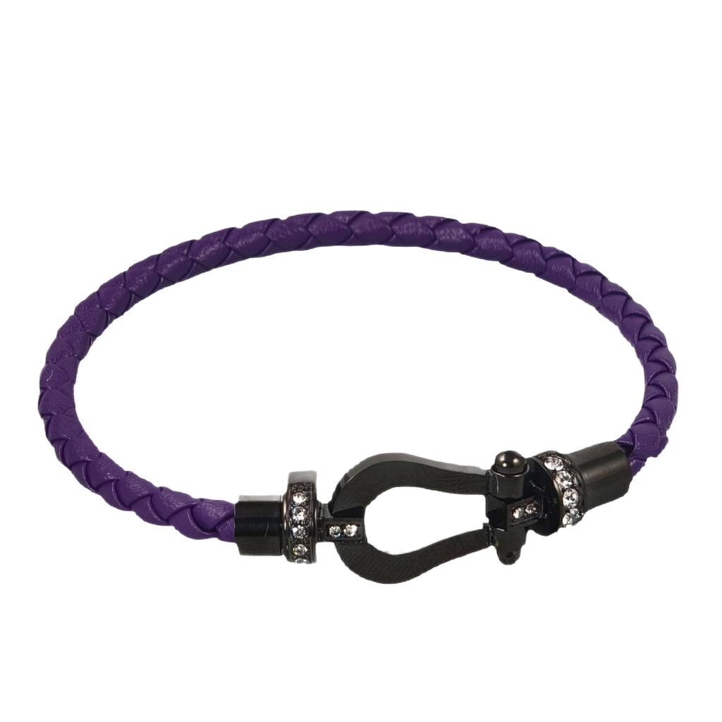 2026 Red Rope U-shaped Fred Micro-inlaid Half-brick Leather Rope Horse Buckle Hoof Non-fading Bracelet