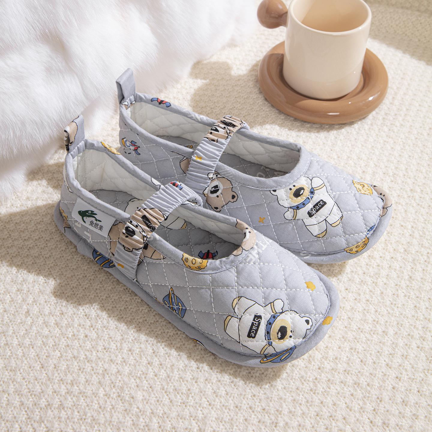 

Послеродовые нескользящие дышащие хлопковые тапочки: Мягкий, закрытый задник, тонкий стиль для дома и деревянных полов. 35-38 [Upgraded Elastic - All Cotton]