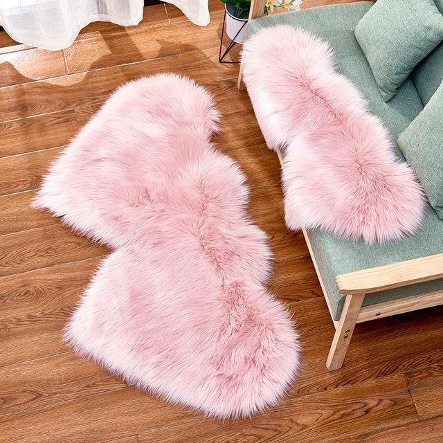 Fluffy Rug Fur Carpets For Living Room Home Decor Bedroom Kid Room Floor A Peach Heart Mat Decoration Salon Thicker Pile Rug 