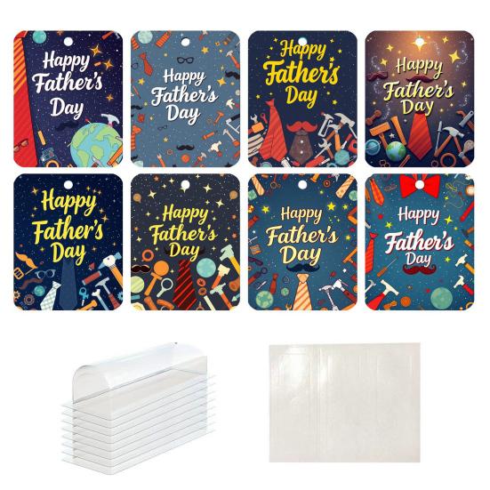 8 Pcs Father's Day Money Holder Ornaments Cash Money Holder Card with Plastic Cover And Adhesive DIY Father's Day Appreciation Gift