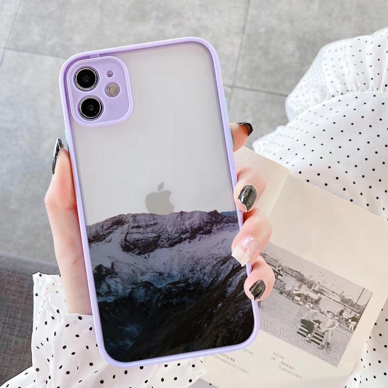 Aesthetic Snow Mountain Painting Phone Case for iPhone 7 8 Plus SE2 X XR XS MAX 15 14 12 13 mini 11 Pro Max Shockproof Cover