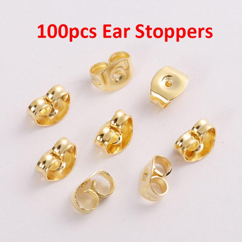 100pcs Gold Color 316L Stainless Steel Earring Studs DIY Ear Blank Post Pins 3-12mm Flat Round Tray Base Ear Jewelry Making DIY