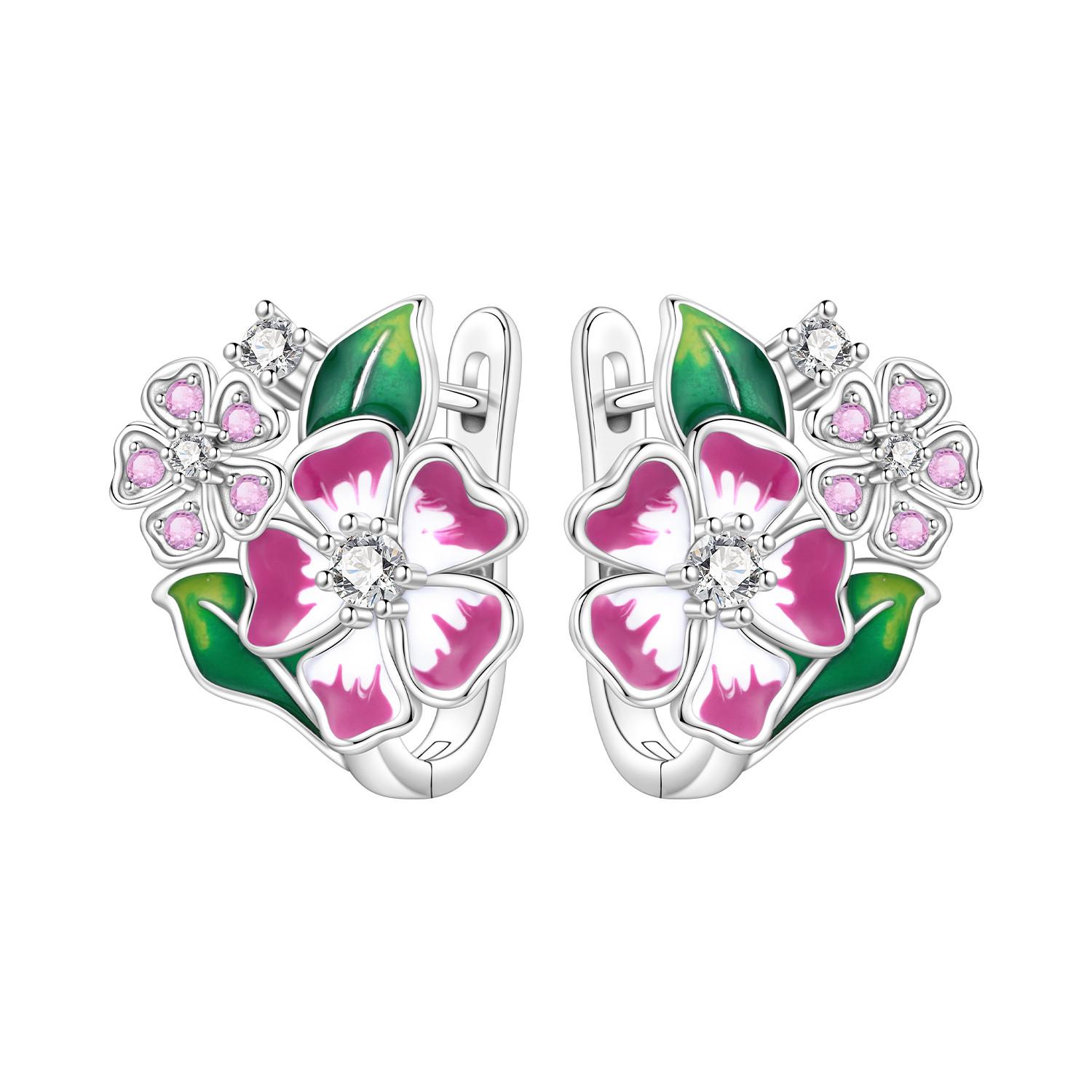 

PANPOKI 925 Silver Beautiful Tulip Flower Earrings Women Hoop Earring Anniversary Jewelry Trendy Gifts
