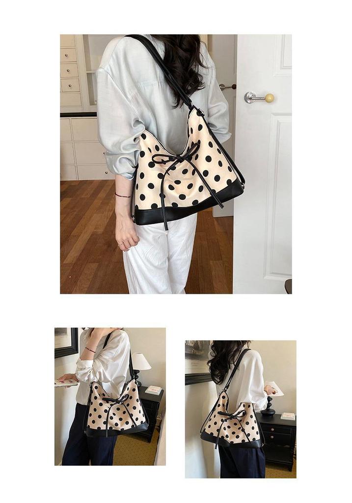 2026 New Style Women's Polka Dot Canvas Tote Bag - High-End Summer Commuting Accessory