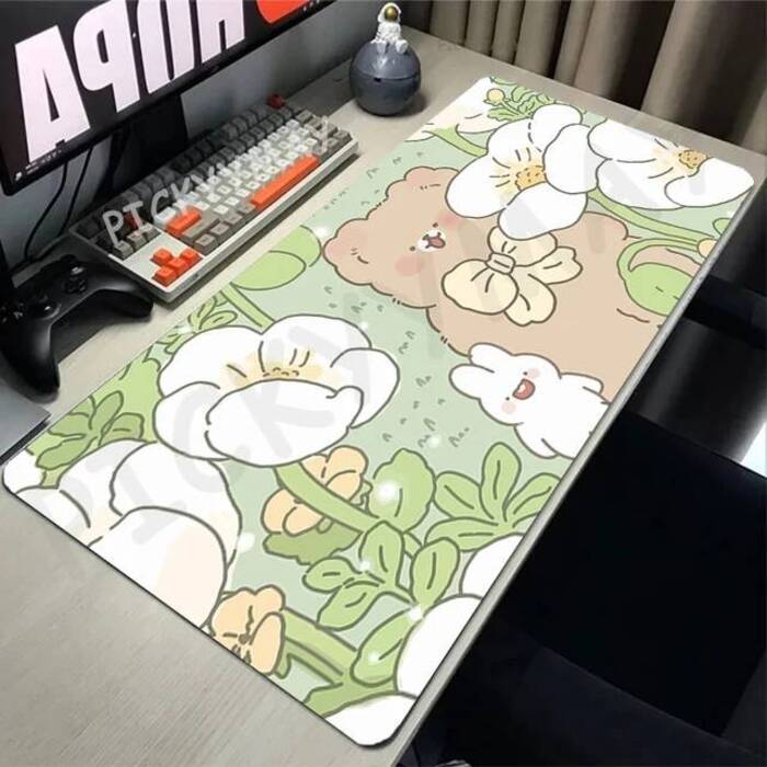 Little Bear In The Flower Sea Gaming Mousepads Desk Rug Gamer Mousepad Large Mouse Mat Desk Pads Keyboard Mats Design Mouse Pad