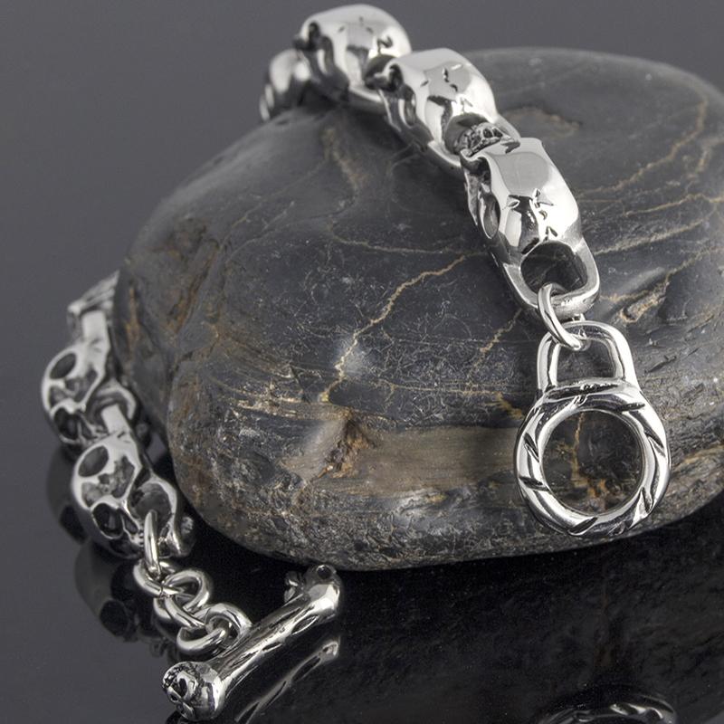 Solid Stainless Steel Men's Bracelets Punk & Hippe's 9MM Skulls Ghost Chain Bracelet Men Masculine Halloween Jewelry Accessories