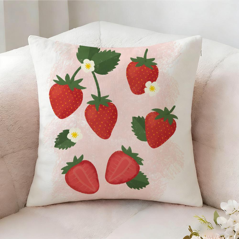 Strawberries Cute Food Pillow Case Pillowcase Doublesided Printed Sofa Cushion Bedroom Headboard Pillow
