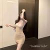 Pure Desire Wind White Mesh Neck Dress Female Summer Celebrity Temperament Slim Fit Sexy Figure Hip Skirt