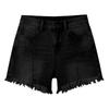 Women's Casual Denim Shorts with Washed Distressed Design Frayed Hem Stretch Fabric High Waist Classic Fit