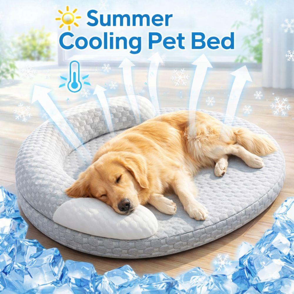 Oval Summer Cooling Dog Bed Ice Silk Pet Nest New Cat Cooling Pad  For Small Medium Large Pet