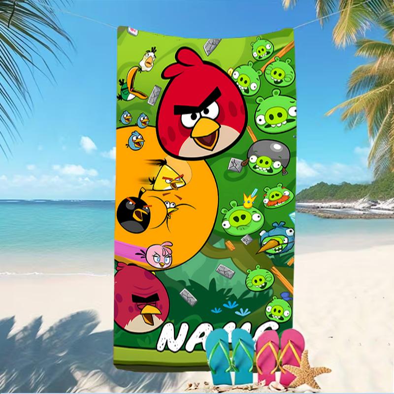 Customizable personalized beach towels Angry Birds game themed designs.Suitable for the beach, yoga, sports;ideal as beach accessories