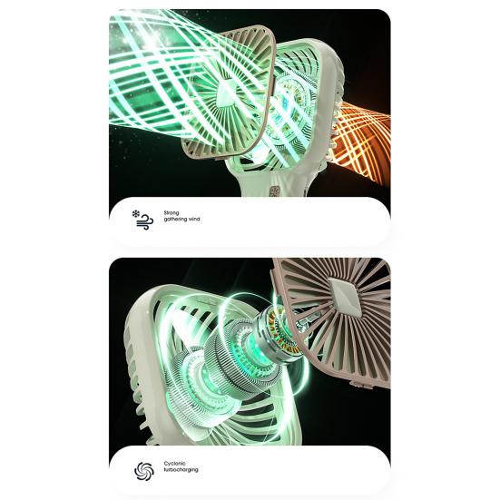 Portable Handheld Fan with Ice Cooling 6 Gear Wind Mini Personal Fans with Detachable Base Lightweight Rechargeable Fan for Office Travel Camping
